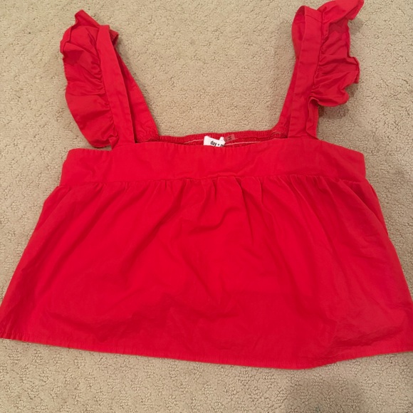 Red Ruffled Women's Tank Top - Picture 1 of 4